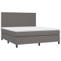 Box spring bed with mattress and LED gray synthetic leather 180x200 cm by vidaXL, Beds and slatted bases - Ref: Foro24-313584...