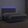 Box spring bed with mattress and LED gray synthetic leather 180x200 cm by vidaXL, Beds and slatted bases - Ref: Foro24-313584...