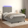 Box spring bed with mattress and LED light gray velvet 120x200 cm by vidaXL, Beds and slatted bases - Ref: Foro24-3136293, Pr...