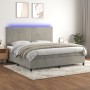 Box spring bed with mattress and LED light gray velvet 200x200 cm by vidaXL, Beds and slatted bases - Ref: Foro24-3136023, Pr...