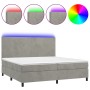 Cama box spring colchón y LED terciopelo gris claro 200x200 cm de vidaXL, Camas y somieres - Ref: Foro24-3136023, Precio: 689...