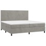 Box spring bed with mattress and LED light gray velvet 200x200 cm by vidaXL, Beds and slatted bases - Ref: Foro24-3136023, Pr...