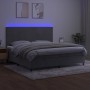 Box spring bed with mattress and LED light gray velvet 200x200 cm by vidaXL, Beds and slatted bases - Ref: Foro24-3136023, Pr...