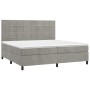 Box spring bed with mattress and LED light gray velvet 200x200 cm by vidaXL, Beds and slatted bases - Ref: Foro24-3136143, Pr...