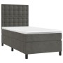 Box spring bed with mattress and LED dark gray velvet 80x200 cm by vidaXL, Beds and slatted bases - Ref: Foro24-3136330, Pric...