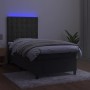 Box spring bed with mattress and LED dark gray velvet 80x200 cm by vidaXL, Beds and slatted bases - Ref: Foro24-3136330, Pric...