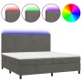 Cama box spring colchón y LED terciopelo gris oscuro 200x200 cm de vidaXL, Camas y somieres - Ref: Foro24-3136024, Precio: 70...