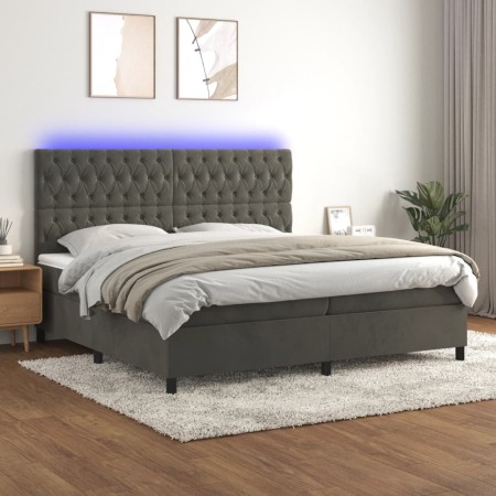 Boxspringbett mit Matratze und dunkelgrauem LED-Samt 200x200 cm von vidaXL, Betten und Lattenroste - Ref: Foro24-3136324, Pre...