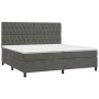 Box spring bed with mattress and LED dark gray velvet 200x200 cm by vidaXL, Beds and slatted bases - Ref: Foro24-3136324, Pri...