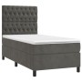 Box spring bed with mattress and LED dark gray velvet 90x200 cm by vidaXL, Beds and slatted bases - Ref: Foro24-3136282, Pric...