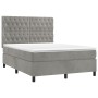 Box spring bed with mattress and LED light gray velvet 140x200 cm by vidaXL, Beds and slatted bases - Ref: Foro24-3136305, Pr...