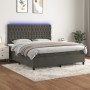 Box spring bed with mattress and LED dark gray velvet 160x200 cm by vidaXL, Beds and slatted bases - Ref: Foro24-3136312, Pri...