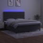 Box spring bed with mattress and LED dark gray velvet 160x200 cm by vidaXL, Beds and slatted bases - Ref: Foro24-3136312, Pri...