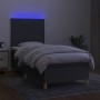 Boxspringbettmatratze und LED-Leuchten dunkelgrauer Stoff 90x190 cm von vidaXL, Betten und Lattenroste - Ref: Foro24-3135558,...