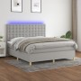 Box spring bed mattress and LED lights light gray fabric 180x200 cm by vidaXL, Beds and slatted bases - Ref: Foro24-3135773, ...