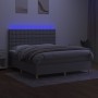 Box spring bed mattress and LED lights light gray fabric 180x200 cm by vidaXL, Beds and slatted bases - Ref: Foro24-3135773, ...