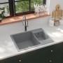 Double bowl kitchen sink with overflow in gray granite by vidaXL, Sinks - Ref: Foro24-147086, Price: 132,23 €, Discount: %