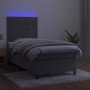 Box spring bed with mattress and LED light gray velvet 90x200 cm by vidaXL, Beds and slatted bases - Ref: Foro24-3136221, Pri...