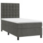 Box spring bed with mattress and LED dark gray velvet 100x200 cm by vidaXL, Beds and slatted bases - Ref: Foro24-3136348, Pri...