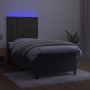 Box spring bed with mattress and LED dark gray velvet 100x200 cm by vidaXL, Beds and slatted bases - Ref: Foro24-3136348, Pri...