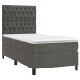 Box spring bed with mattress and LED dark gray velvet 80x200 cm by vidaXL, Beds and slatted bases - Ref: Foro24-3136270, Pric...