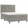 Cama box spring colchón y LED terciopelo gris claro 140x200 cm de vidaXL, Camas y somieres - Ref: Foro24-3136125, Precio: 528...