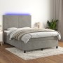 Cama box spring colchón y LED terciopelo gris claro 140x200 cm de vidaXL, Camas y somieres - Ref: Foro24-3136005, Precio: 528...