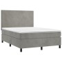 Cama box spring colchón y LED terciopelo gris claro 140x200 cm de vidaXL, Camas y somieres - Ref: Foro24-3136005, Precio: 528...