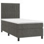 Box spring bed with mattress and LED dark gray velvet 100x200 cm by vidaXL, Beds and slatted bases - Ref: Foro24-3136228, Pri...