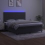 Box spring bed with mattress and LED dark gray velvet 160x200 cm by vidaXL, Beds and slatted bases - Ref: Foro24-3136012, Pri...