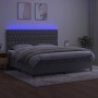 Box spring bed with mattress and LED light gray velvet 200x200 cm by vidaXL, Beds and slatted bases - Ref: Foro24-3136323, Pr...