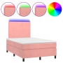 Box spring bed with mattress and LED pink velvet 120x200 cm by vidaXL, Beds and slatted bases - Ref: Foro24-3135998, Price: 4...