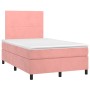 Box spring bed with mattress and LED pink velvet 120x200 cm by vidaXL, Beds and slatted bases - Ref: Foro24-3135998, Price: 4...