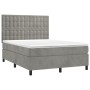 Box spring bed with mattress and LED light gray velvet 140x200 cm by vidaXL, Beds and slatted bases - Ref: Foro24-3136365, Pr...