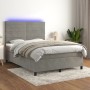 Cama box spring colchón y LED terciopelo gris claro 140x200 cm de vidaXL, Camas y somieres - Ref: Foro24-3136185, Precio: 508...