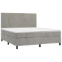 Box spring bed with mattress and LED light gray velvet 180x200 cm by vidaXL, Beds and slatted bases - Ref: Foro24-3136017, Pr...