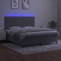 Box spring bed with mattress and LED light gray velvet 180x200 cm by vidaXL, Beds and slatted bases - Ref: Foro24-3136017, Pr...