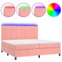 Cama box spring colchón y LED terciopelo rosa 200x200 cm de vidaXL, Camas y somieres - Ref: Foro24-3136148, Precio: 624,99 €,...