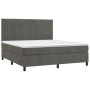 Box spring bed with mattress and LED dark gray velvet 160x200 cm by vidaXL, Beds and slatted bases - Ref: Foro24-3136252, Pri...