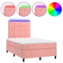 Cama box spring colchón y LED terciopelo rosa 120x200 cm de vidaXL, Camas y somieres - Ref: Foro24-3136118, Precio: 455,21 €,...