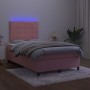 Cama box spring colchón y LED terciopelo rosa 120x200 cm de vidaXL, Camas y somieres - Ref: Foro24-3136118, Precio: 455,21 €,...