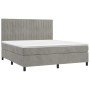 Box spring bed with mattress and LED light gray velvet 180x200 cm by vidaXL, Beds and slatted bases - Ref: Foro24-3136257, Pr...