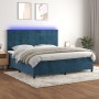 Box spring bed with mattress and LED dark blue velvet 200x200 cm by vidaXL, Beds and slatted bases - Ref: Foro24-3136147, Pri...