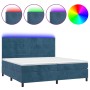 Box spring bed with mattress and LED dark blue velvet 200x200 cm by vidaXL, Beds and slatted bases - Ref: Foro24-3136147, Pri...