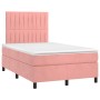 Box spring bed with mattress and LED pink velvet 120x200 cm by vidaXL, Beds and slatted bases - Ref: Foro24-3136238, Price: 4...