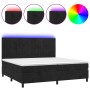 Cama box spring colchón y LED terciopelo negro 200x200 cm de vidaXL, Camas y somieres - Ref: Foro24-3136265, Precio: 652,99 €...