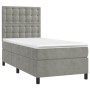 Box spring bed with mattress and LED light gray velvet 90x190 cm by vidaXL, Beds and slatted bases - Ref: Foro24-3136335, Pri...