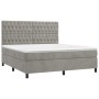 Cama box spring colchón y LED terciopelo gris claro 180x200 cm de vidaXL, Camas y somieres - Ref: Foro24-3136317, Precio: 643...