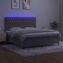 Box spring bed with mattress and LED light gray velvet 180x200 cm by vidaXL, Beds and slatted bases - Ref: Foro24-3136317, Pr...