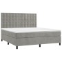 Box spring bed with mattress and LED light gray velvet 180x200 cm by vidaXL, Beds and slatted bases - Ref: Foro24-3136377, Pr...